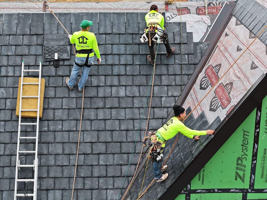 Natural slate roof installed by Cadmus Construction