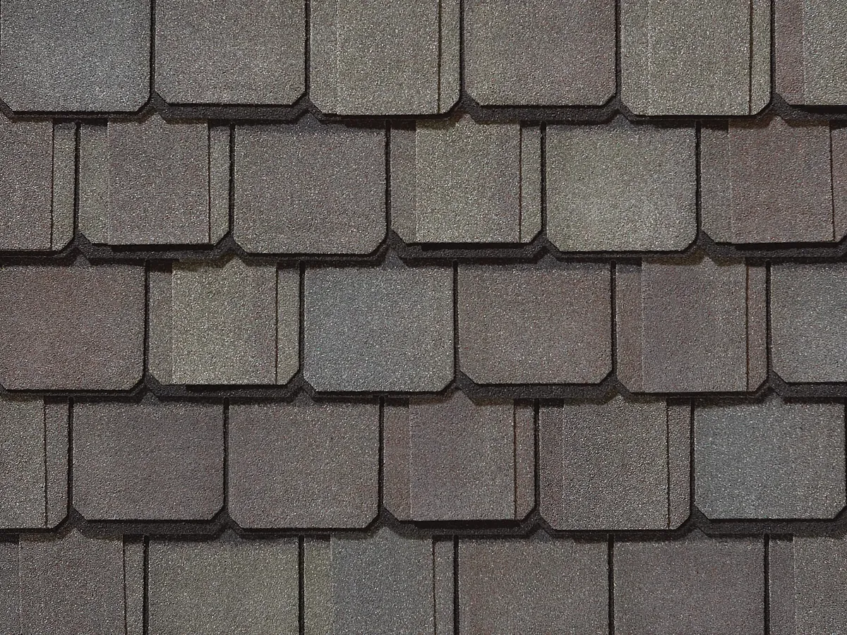 Designer asphalt shingle roof close-up